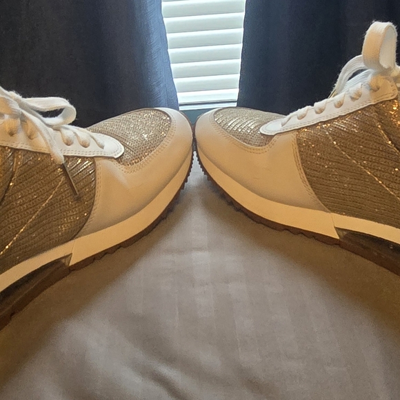 Michael Kors Gold and White Sneakers Classic Design - Picture 1 of 7